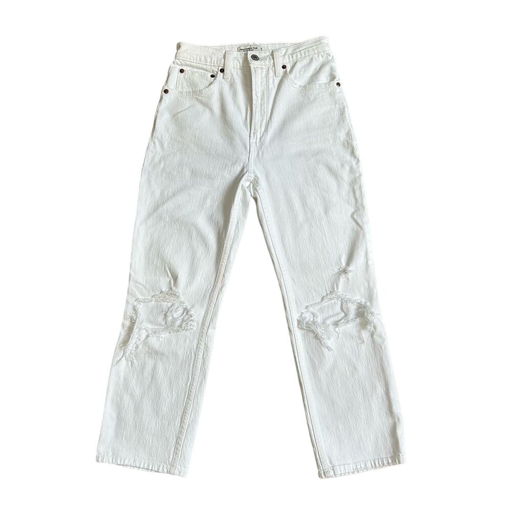 Abercrombie & Fitch Jeans The Ankle Straight Ultra High Rise White Denim 26 2 S